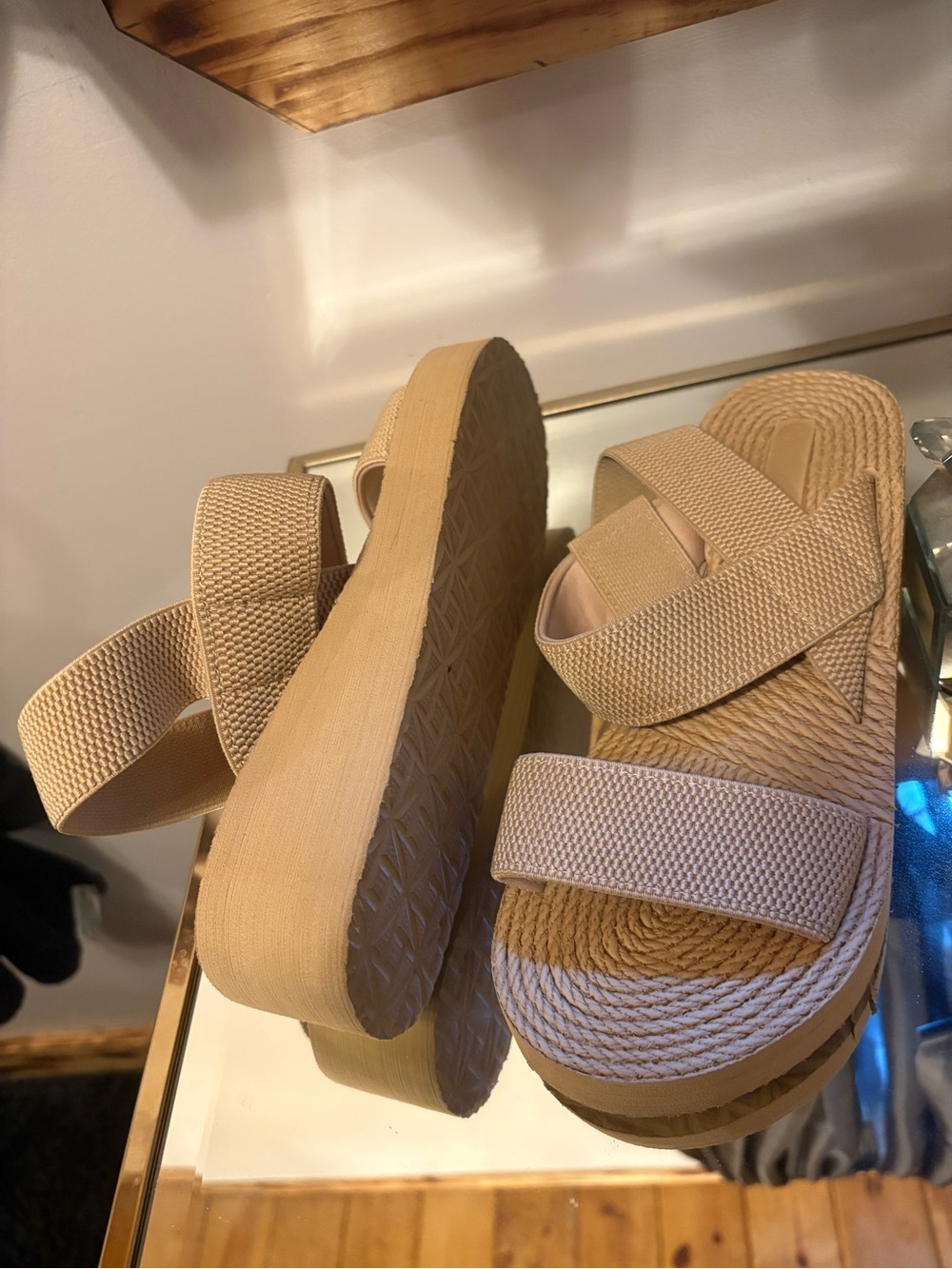 Neutral Tan Platform Sandal - Women's Slip-On Comfort